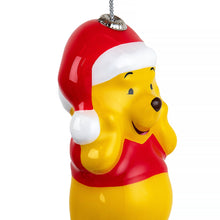 Load image into Gallery viewer, Decorative ornament of a yellow bear character wearing a Santa hat on a white background