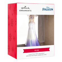 Load image into Gallery viewer, Hallmark Frozen Elsa Christmas ornament packaging with red and white design.