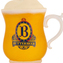 Load image into Gallery viewer, Butterbeer mug with a logo on a white background
