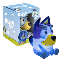 Load image into Gallery viewer, Bluey Glow Buddy toy with packaging on a white background