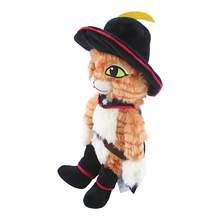 Load image into Gallery viewer, Puss In Boots Shrek Movie Plush toy cat in a costume with a black hat and boots on a white background side view