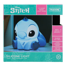 Load image into Gallery viewer, Box of a Disney Stitch silicone light with product details on a white background