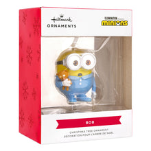 Load image into Gallery viewer, Hallmark Minions Christmas tree ornament packaging with Bob the Minion figure inside.