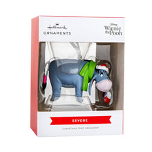 Load image into Gallery viewer, Eeyore Christmas tree ornament in packaging with Hallmark and Disney Winnie the Pooh branding.