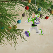 Load image into Gallery viewer, Buzz Lightyear ornament hanging on a Christmas tree