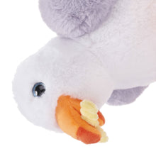 Load image into Gallery viewer, Close-up of a plush toy with a gray head and orange beak on a white background