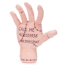 Load image into Gallery viewer, The Thing Plush hand toy with stitched text on a white background