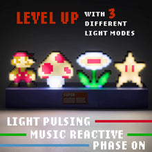 Load image into Gallery viewer, Super Mario Bros. Icons Light showing 3 light modes, pulsing, music, phase