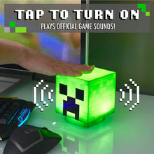 Load image into Gallery viewer, Minecraft Creeper Light with Sound hand tapping to turn on and plays official game sounds