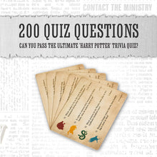 Load image into Gallery viewer, Harry Potter Hogwarts Triva Quiz Game cards showing 200 questions