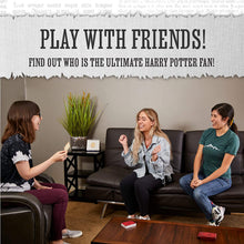 Load image into Gallery viewer, 3 girl friends playing Harry Potter Hogwarts Triva Quiz Game sitting on sofa asking questions