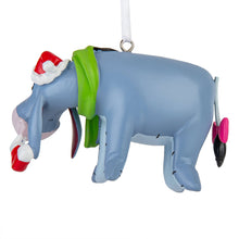 Load image into Gallery viewer, Eeyore Decorative donkey ornament with a Santa hat on a white background
