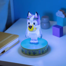 Load image into Gallery viewer, Bluey Animated character night light on a desk with a blue background
