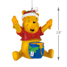 Load image into Gallery viewer, Decorative ornament of a cartoon bear in a Santa hat with a blue bucket, on a white background.
