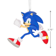 Load image into Gallery viewer, Sonic the Hedgehog ornament with dimensions on a white background
