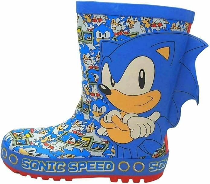 Sonic The Hedgehog Kids Blue Rubber Welly Boots
