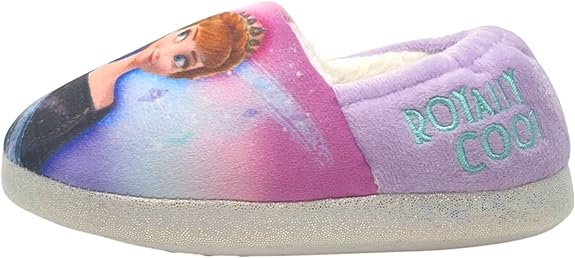 Disney Girls Frozen Slippers Featuring Elsa and Anna, Light Blue, Child Size 6-12