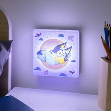 Load image into Gallery viewer, Bluey Decorative light fixture with cartoon character on a wall above a desk
