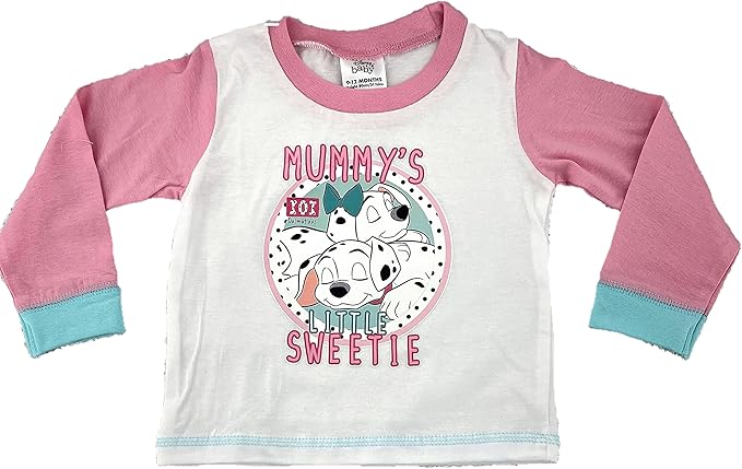 Disney Baby 101 Dalmations long-sleeve shirt with cartoon design and text on a white background