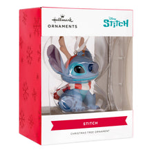 Load image into Gallery viewer, Hallmark Disney Stitch Christmas ornament packaging with red and white design.
