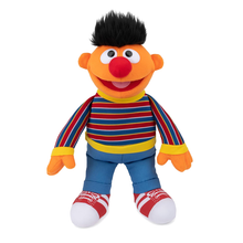 Load image into Gallery viewer, Sesame Street Ernie Plush toy with a colorful striped shirt and blue pants on a white background
