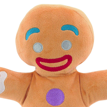 Load image into Gallery viewer, Gingey gingerbread man Plush Shrek The Movie  toy with a happy expression on a white background Close up
