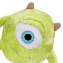 Load image into Gallery viewer, Mike Monsters Inc Green plush toy with a large white eye and brown horns on a white background
