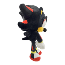 Load image into Gallery viewer, Sonic Friends Shadow  Black plush toy with red and yellow accents on a white background side view
