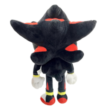 Load image into Gallery viewer, Sonic Friends Shadow  Black and red plush toy with white accents on a white background rear view
