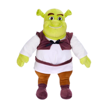 Load image into Gallery viewer, Shrek The Movie Plush toy of a green ogre character with a white shirt, brown vest, and pants on a white background
