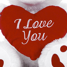 Load image into Gallery viewer, Red heart-shaped pillow with &#39;I Love You&#39; text on a white background
