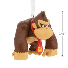 Load image into Gallery viewer, Donkey Kong figurine with a red scarf and 'DK' tag, showing dimensions on a white background.
