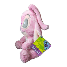 Load image into Gallery viewer, Disney Lilo &amp; Stich Angel Snuggletime  Pink plush toy with a tag on a white background side view
