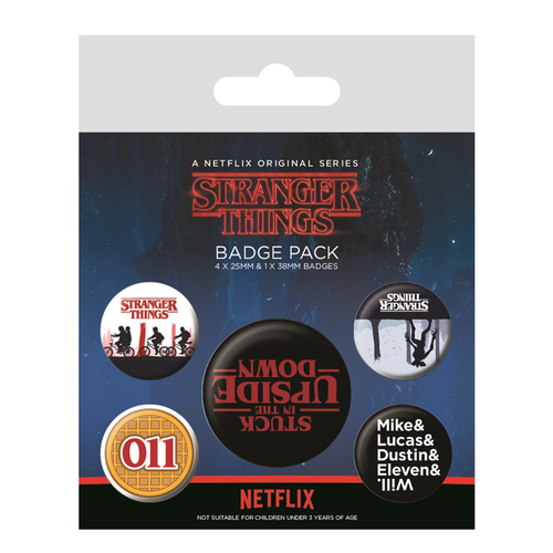 Stranger Things Upside Down 5 Badge Pack packaging