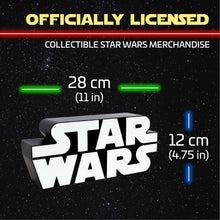 Load image into Gallery viewer, Star Wars Logo Light on galaxy far far away background showing lize 28cm x 12cm
