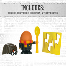 Load image into Gallery viewer, Harry Potter Egg Cup and Toast Cutter includes egg cup, egg topper, egg spoon &amp; toast cutter
