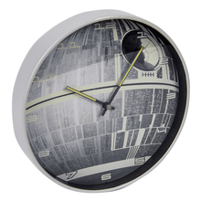 Load image into Gallery viewer, Star Wars Death Star Glow In The Dark Wall Clock side view
