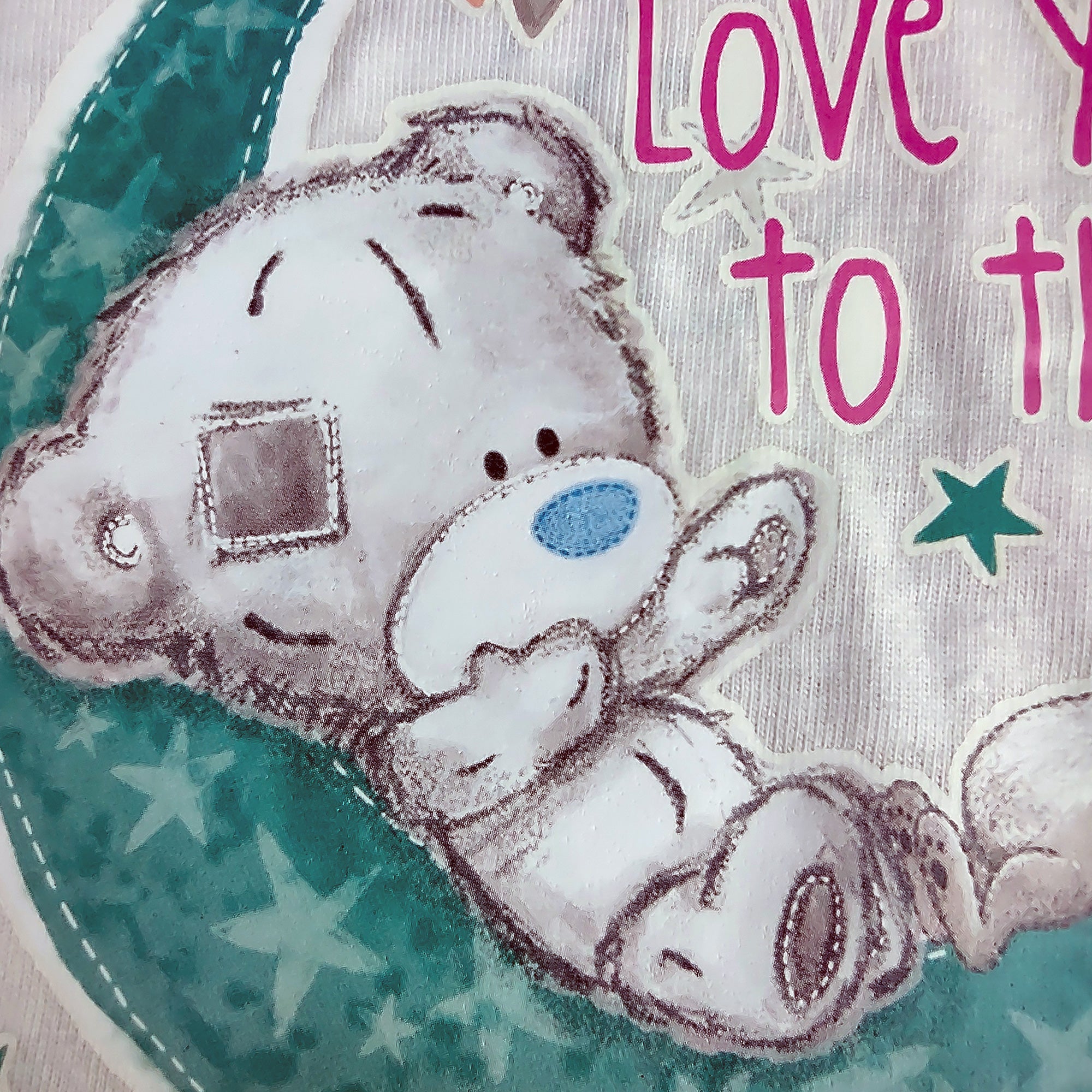Tatty Teddy Baby Pyjamas - Love You To The Moon - 2 Piece Set- Sizes 6-24 Months top detail
