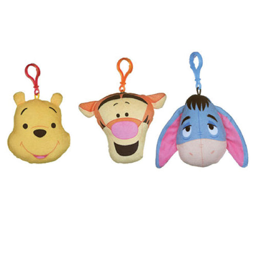 Winnie The Pooh 3 piece bag clip keyrings plush showing pooh bear, eeyore and tigger