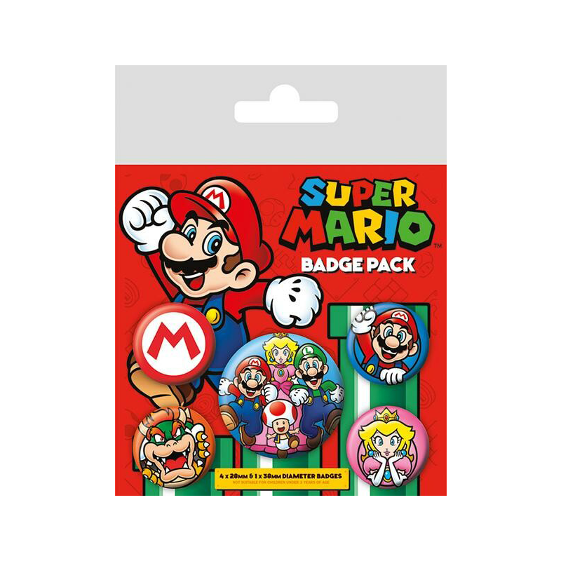 Super Mario 5 Badge Pack packaging