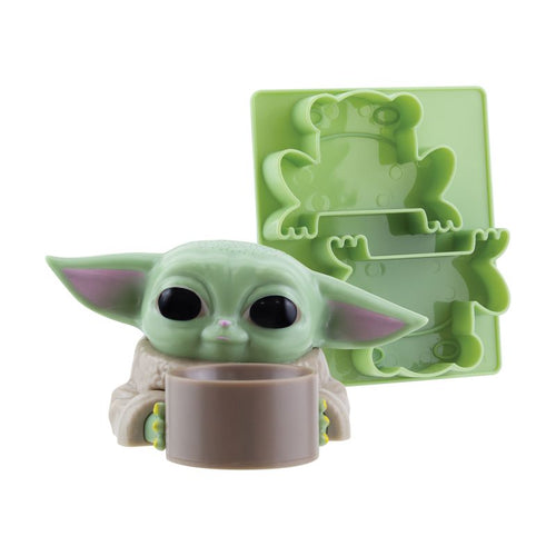 The Mandalorian Grogu Egg Cup and frog toast cutter on white background